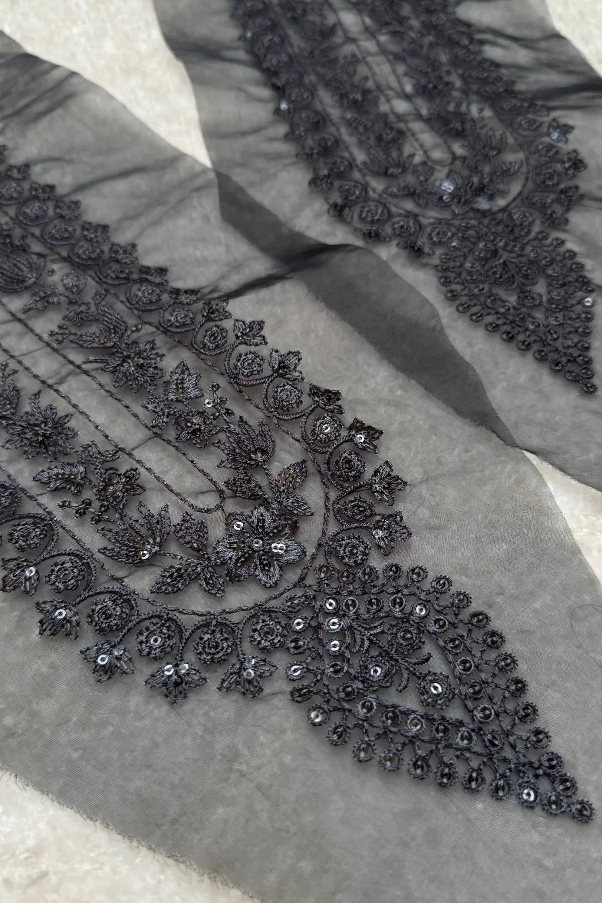 Grey and Black Neckline