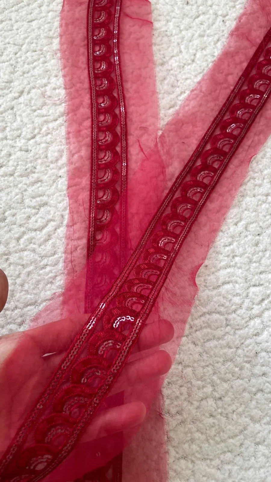 Dark Pink sequin border 34 Inches