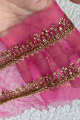 Shocking Pink pair of Yard line with Bronze Work