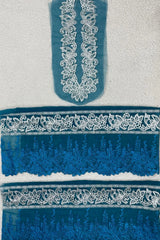 M&M Blue and White Borders Set (Neckline + Front + Back )