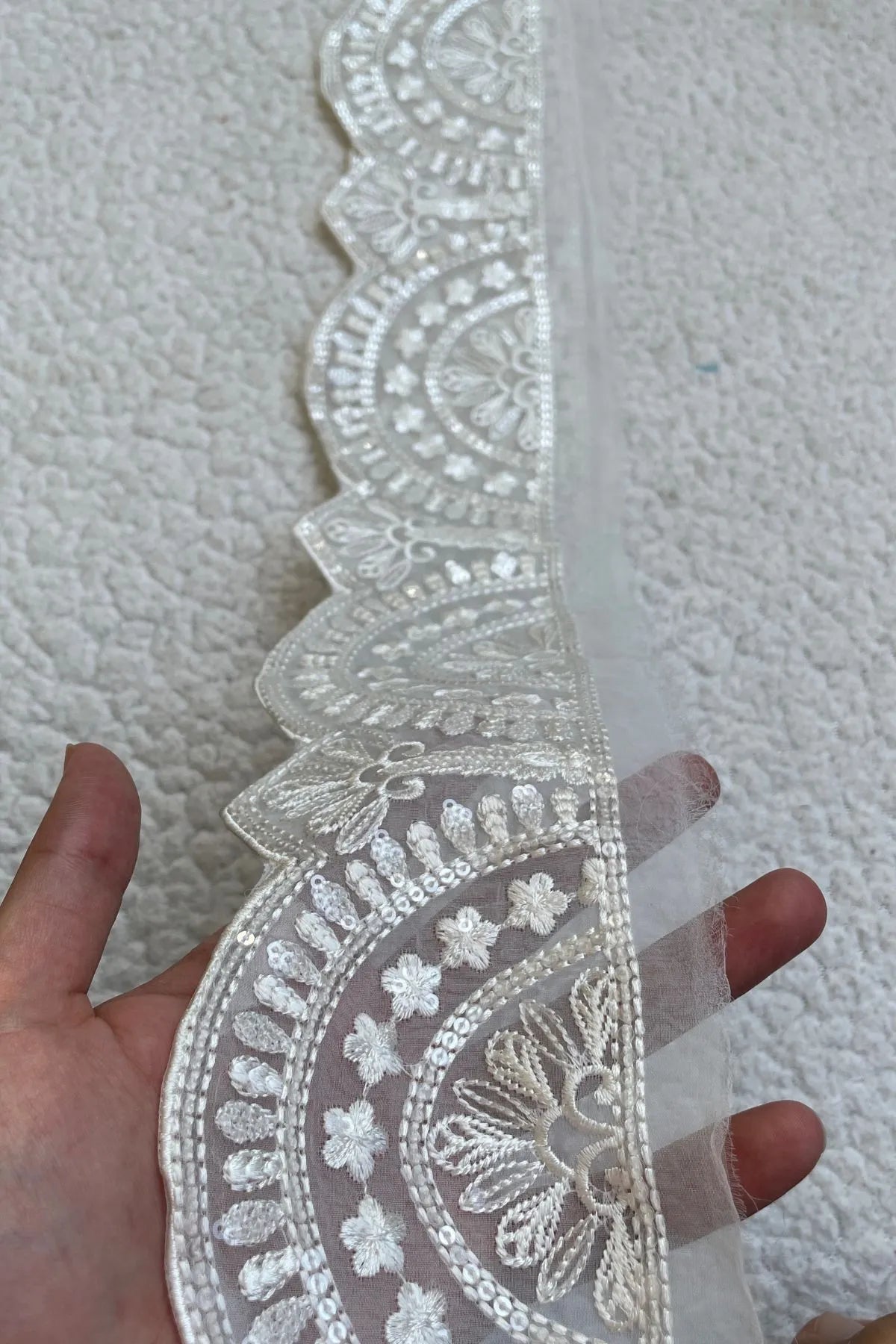 Ethnc luxe white Pair of Sleeves Border