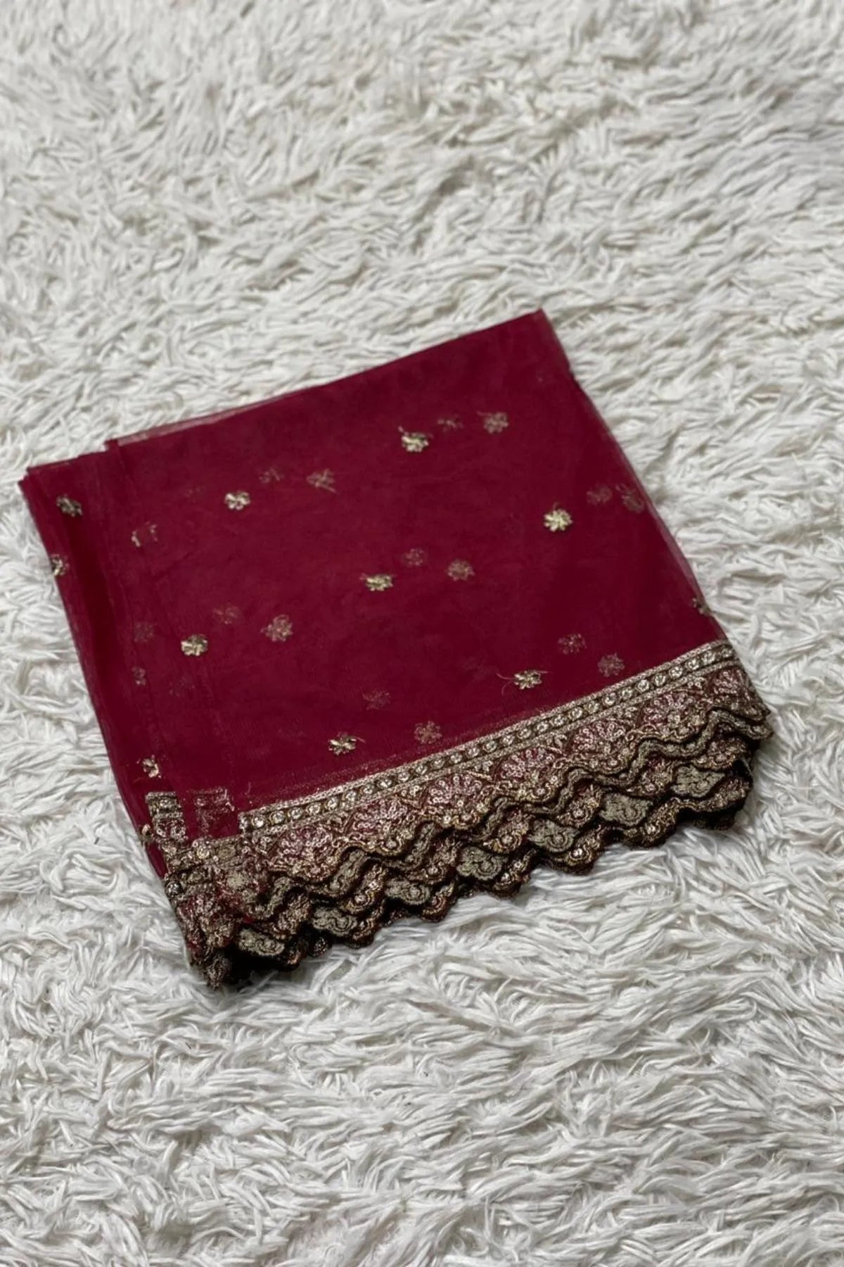 Net Dupatta heavy maatha patti