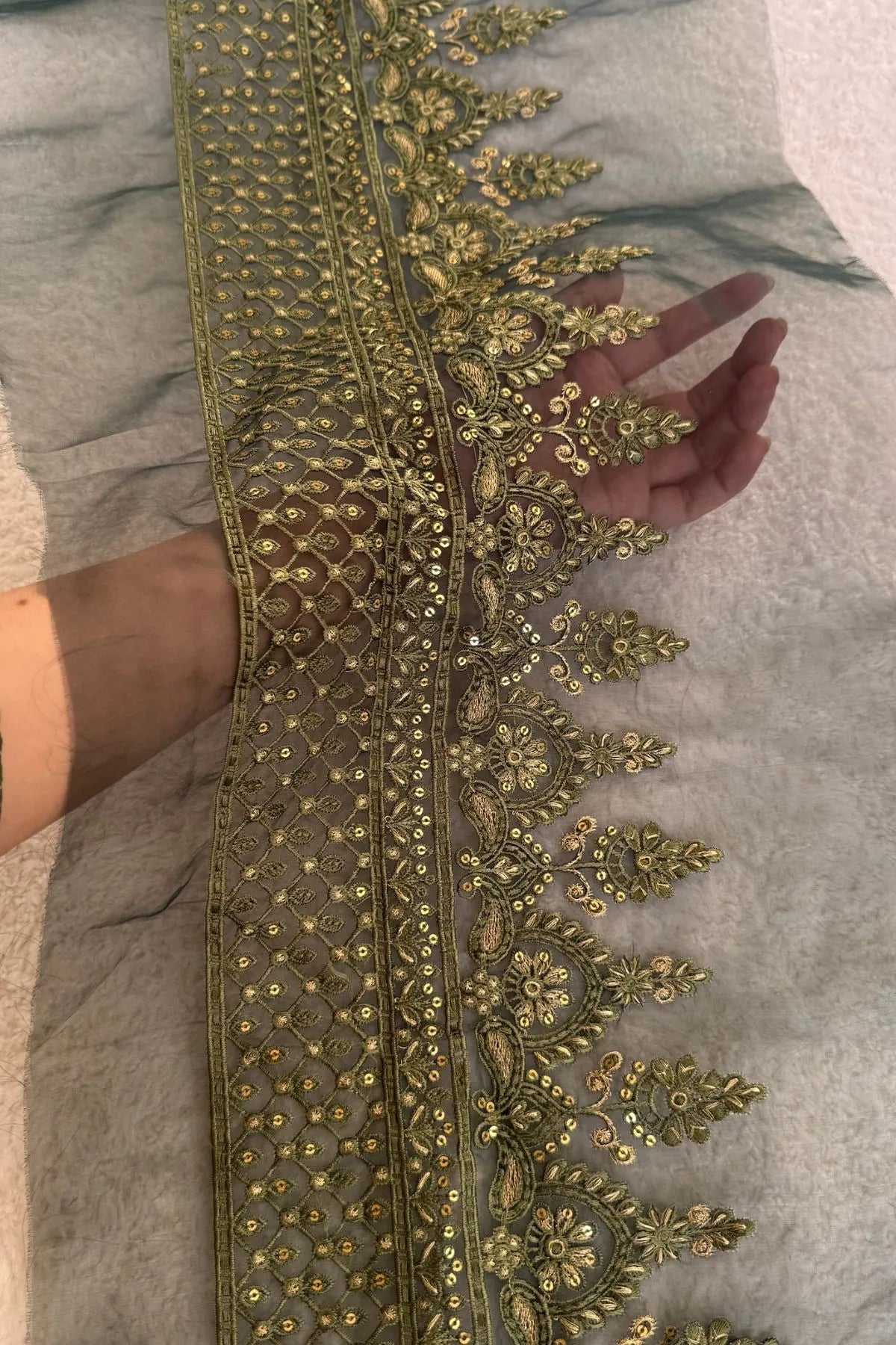 Green Embroidered Hemline