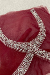Handwork Red Pearl Neckline