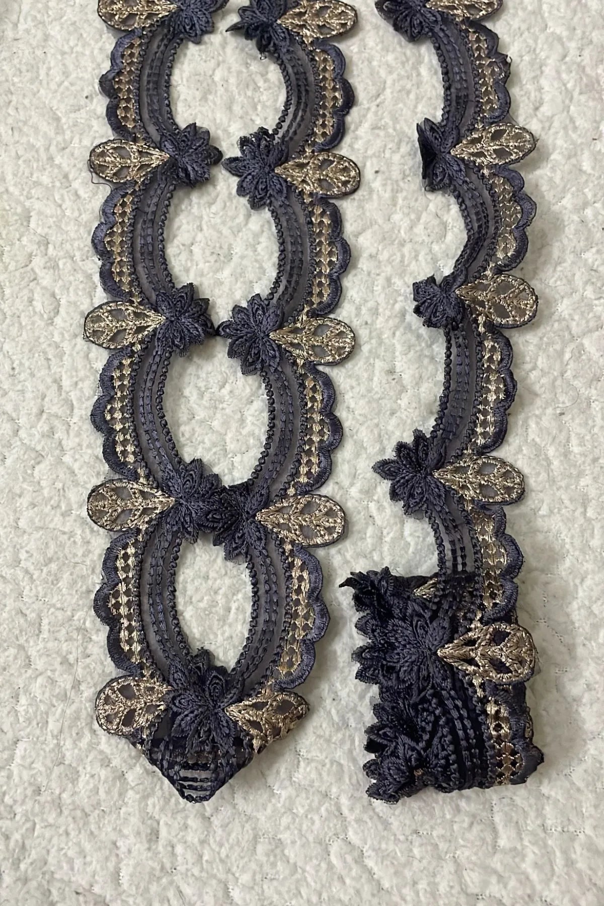 Baroque Cutwork Charcoal Grey Yard Border