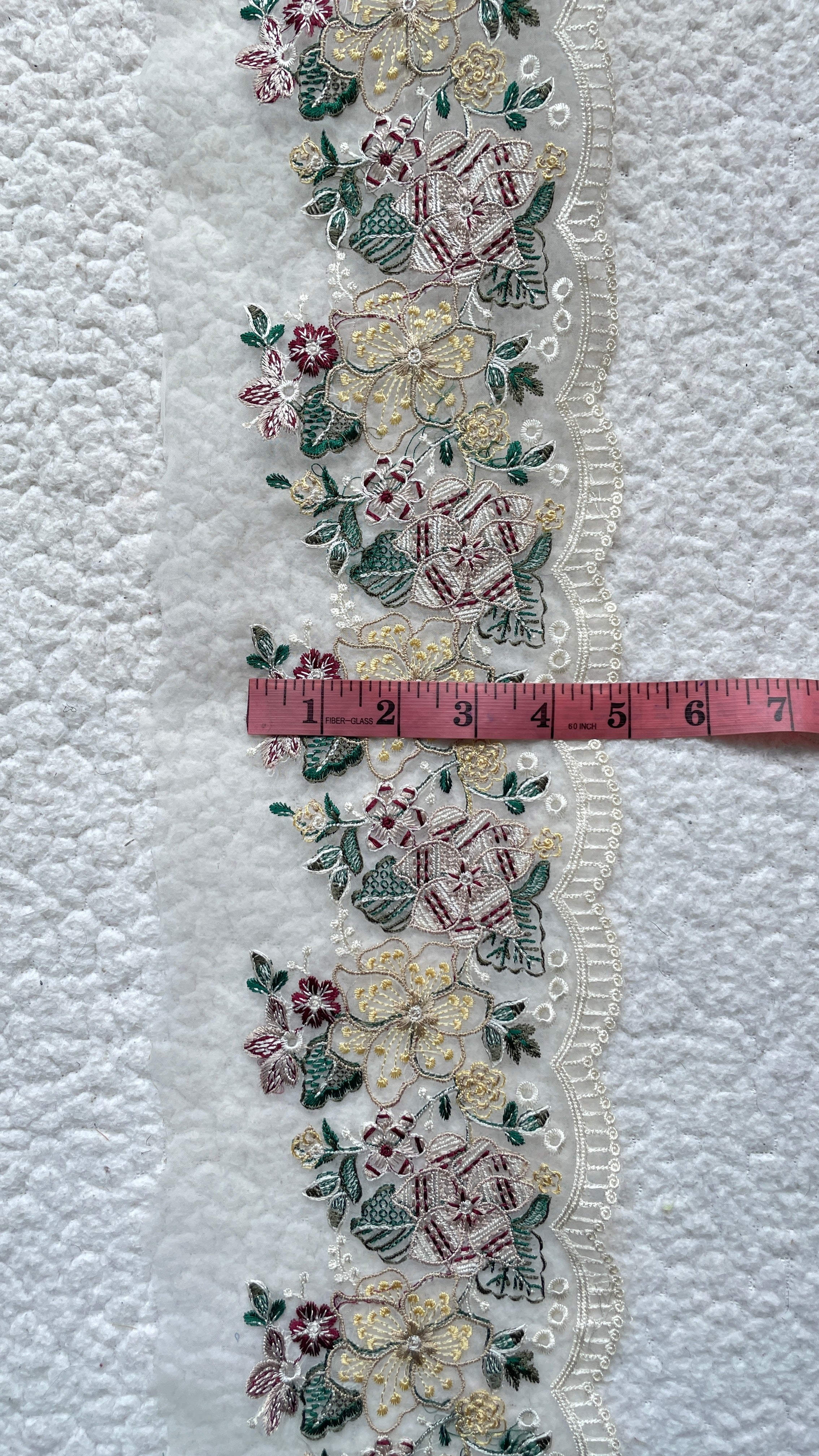 Royal White with Green Pink 34 inches  Border