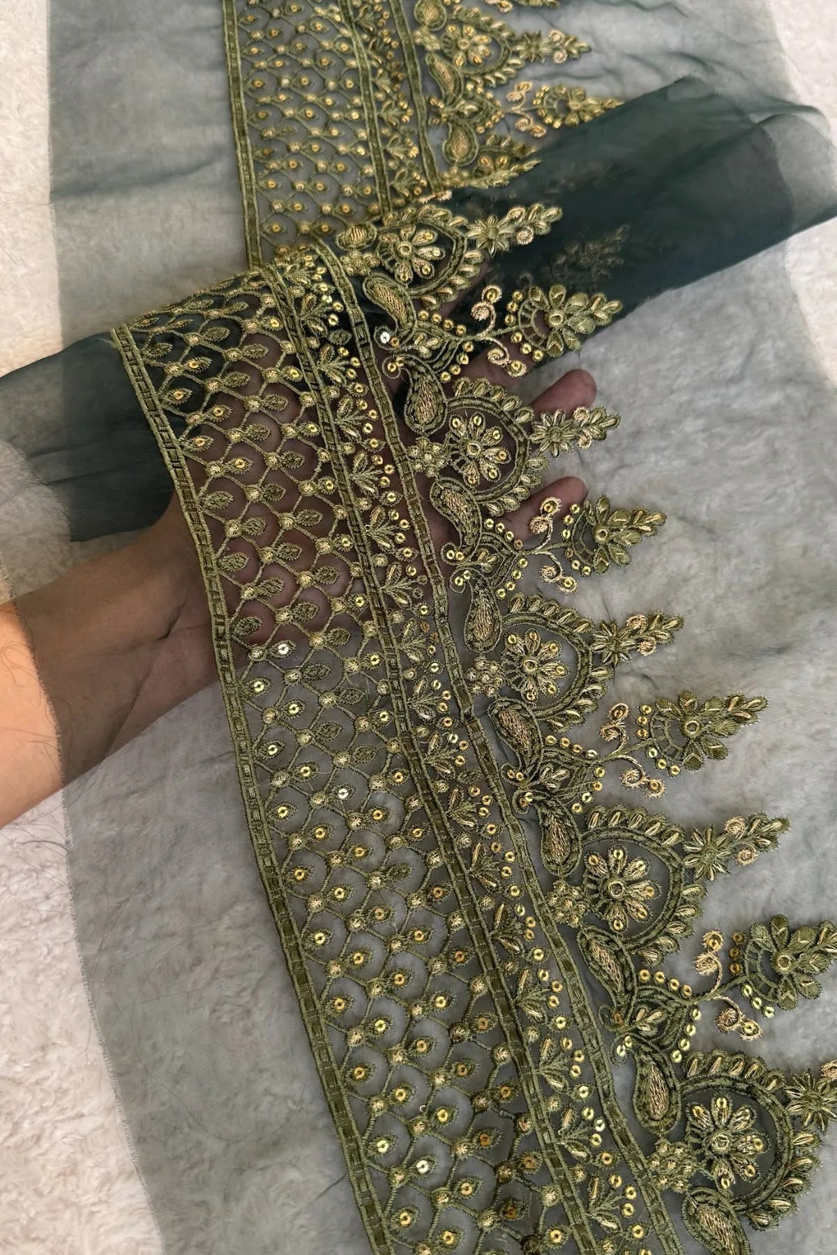 Green Embroidered Hemline