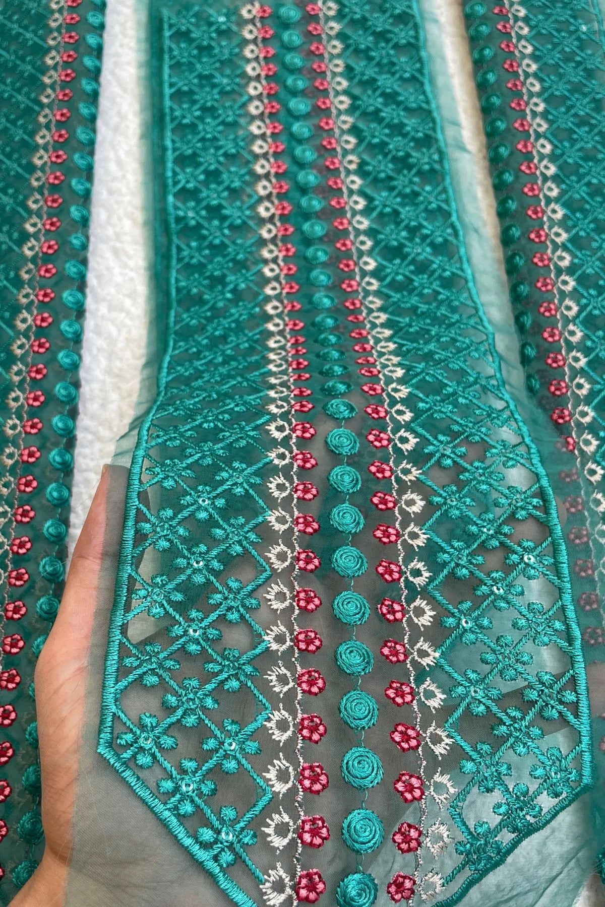 Ferozi and Pink Neckline