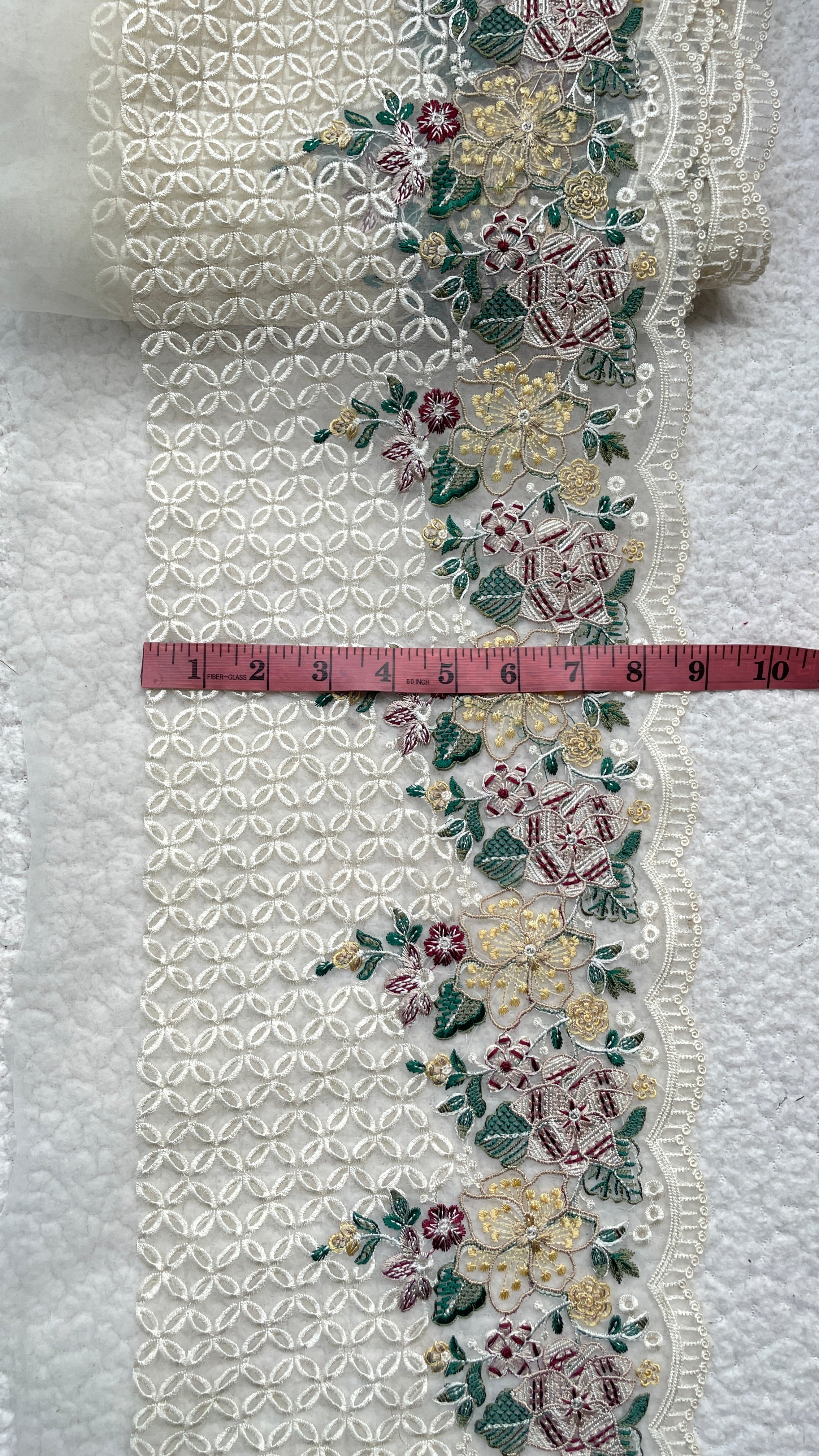 Royal White with Green Pink 35 inches  Border