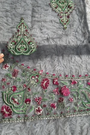 Sapphire Charcoal Grey Guff Embroidery Set