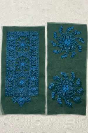 Sapphire Blue over Green Set (Neckline + 2 Motifs)