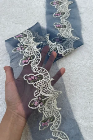 Guff Blue Embroidery Border