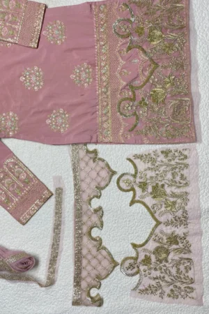ETHNC Light Golden Set (Front + Back + Sleeves + 8.5 yards Dupatta Patti)