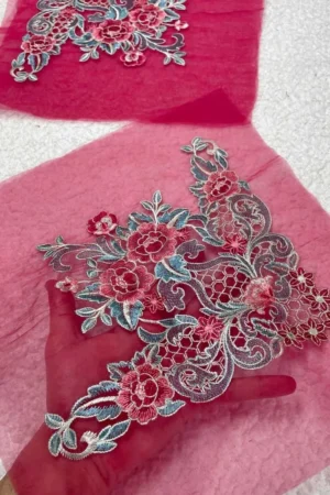 Maria B. Shocking Pink Motifs (Pair)