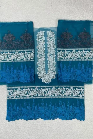 M&M Blue and White Set (Neckline + Full Sleeves + Front + Back)