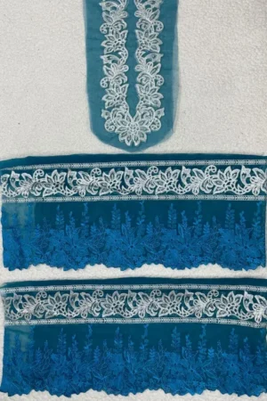 M&M Blue and White Borders Set (Neckline + Front + Back + Sleeves)